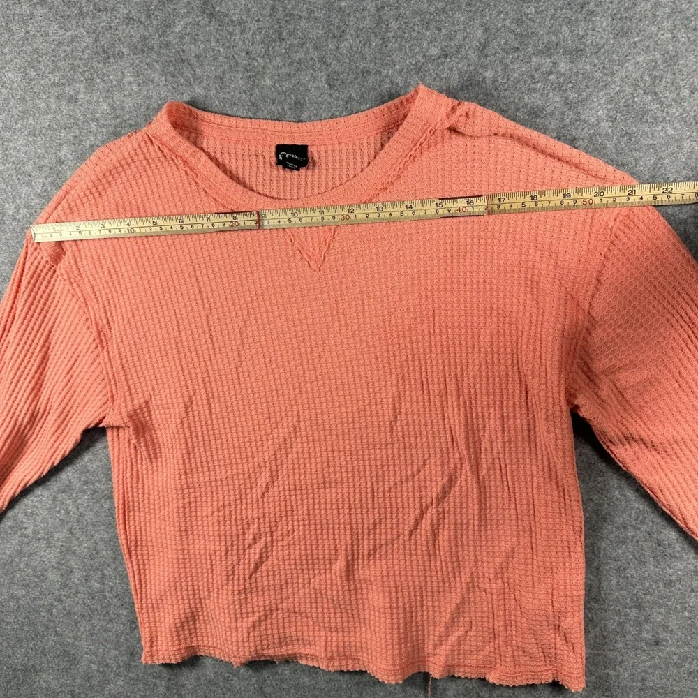 Art Class Waffle Knit Long Sleeve Top XL (14/16) Coral Pink Textured Thermal
